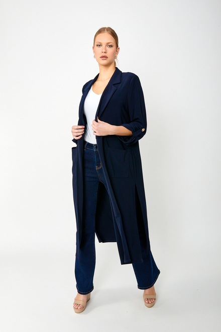 Long jacket with pockets Model 241100. Midnight Blue