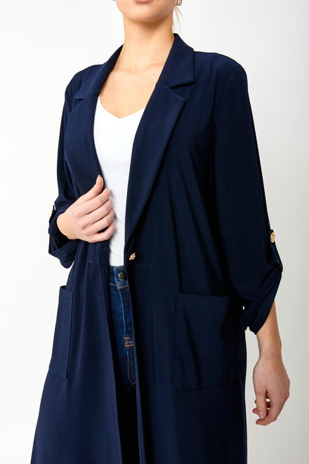 Long jacket with pockets Model 241100. Midnight Blue. 5