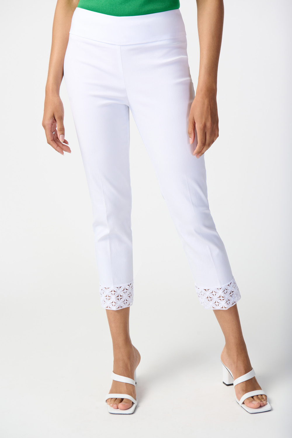 Stretch Detail Lace Pant Style 241102. White