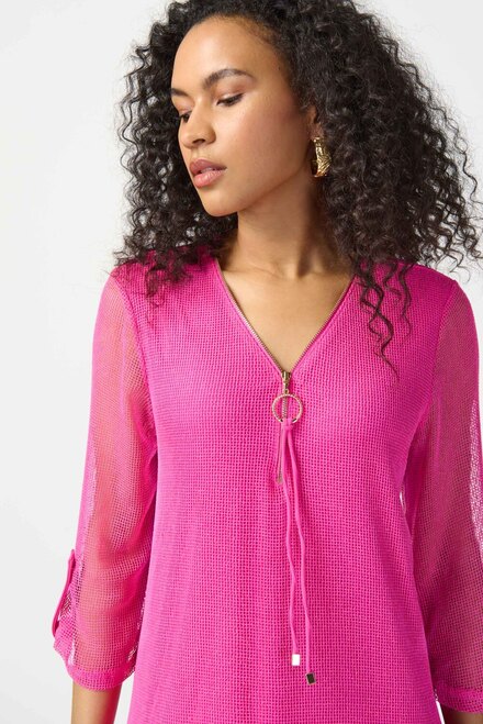 Mesh Zip Detail Dress Style 241115. Ultra Pink. 4