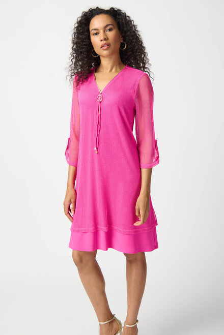 Mesh Zip Detail Dress Style 241115. Ultra Pink. 3