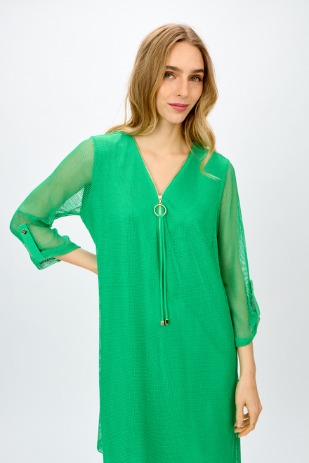 Mesh Zip Detail Dress Style 241115. Island Green. 3