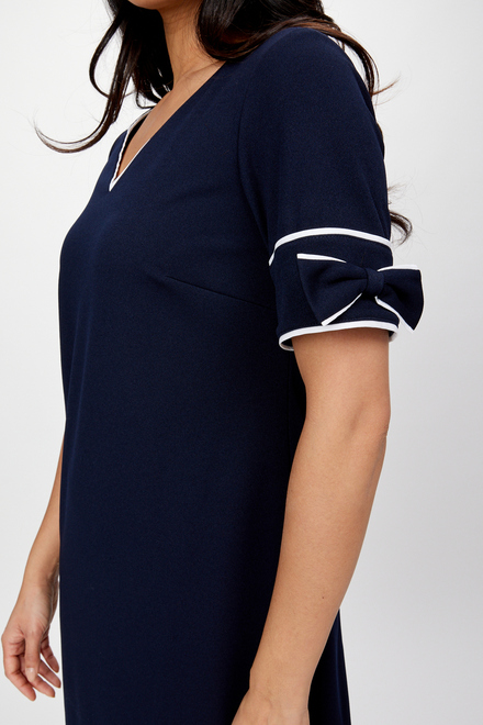 Bow Detail T-Shirt Dress Style 241130. Midnight Blue/off White. 2