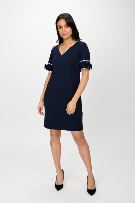 Bow Detail T-Shirt Dress Style 241130. Midnight Blue/off White. 4