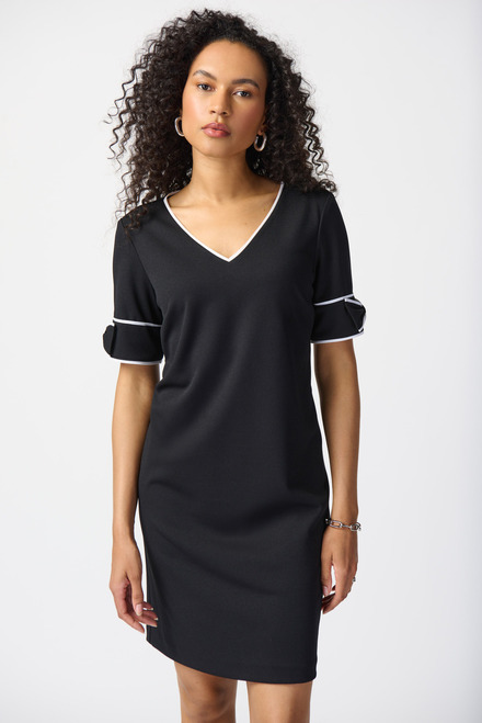 Bow Detail T-Shirt Dress Style 241130. Black/off White. 4