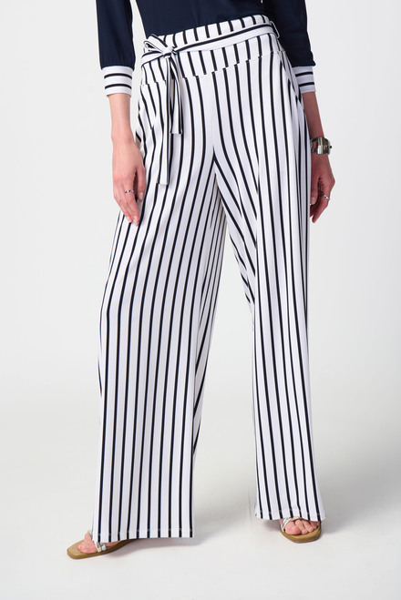 Vertical Stripe Wide Leg Pants Style 241135. Vanilla/midnight Blue. 4