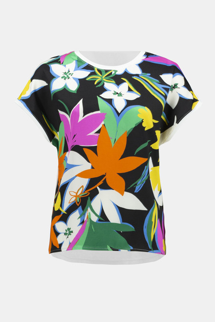 T-shirt &agrave; fleurs multicoloures mod&egrave;le 241137. Vanille/multi. 5