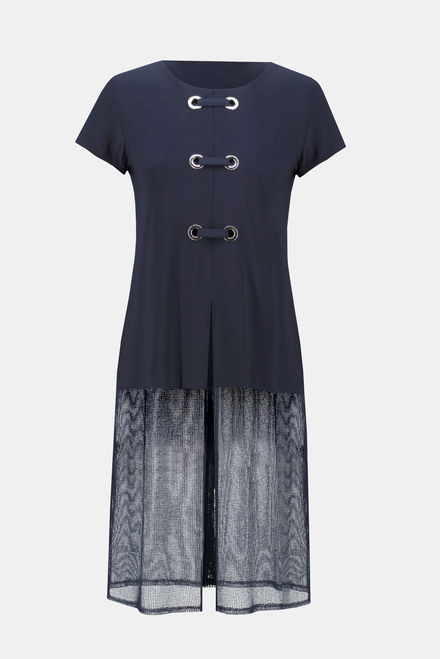 Eyelet Detail Two-Tone Tunic Style 241142. Midnight Blue. 5