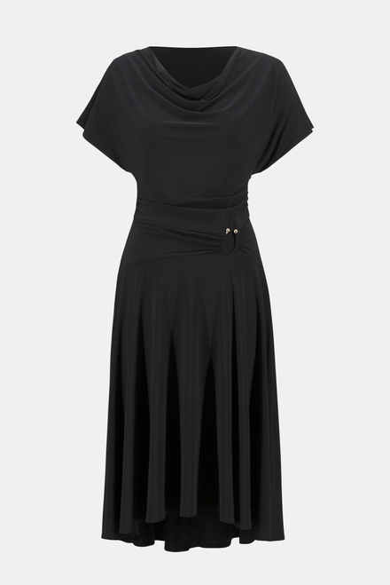 Pleated Short Sleeve Dress Style 241152. Black. 5