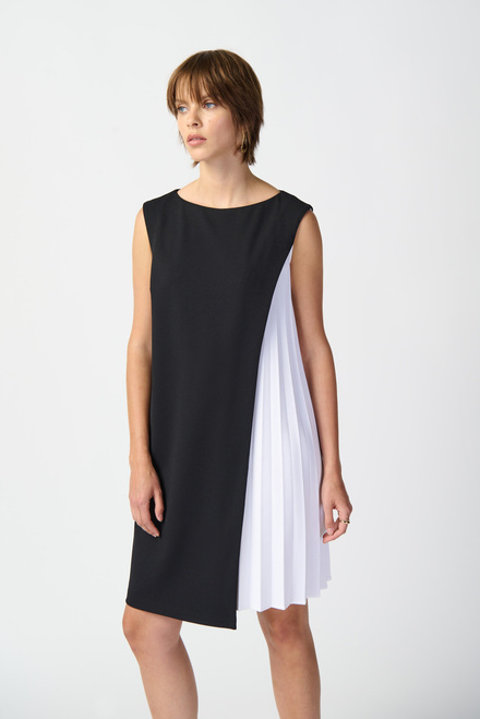 Two-Tone Pleated Tank Dress Style 241160. Black/vanilla. 3