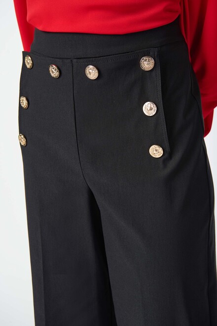 Decorative Button Wide Leg Pants Style 241166. Black. 4