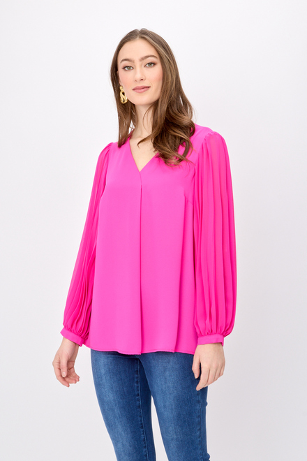 Pleated Sleeve Blouse Style 241173. Ultra pink