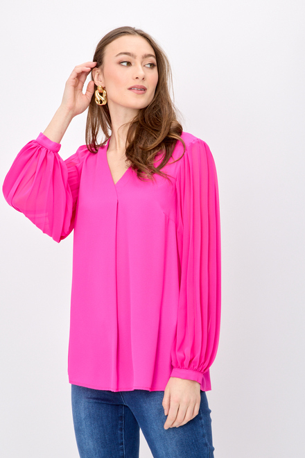 Pleated Sleeve Blouse Style 241173. Ultra Pink. 3