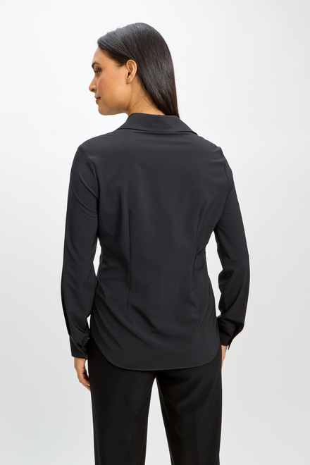 Pleated Wrap Front Blouse Style 241181. Black. 3