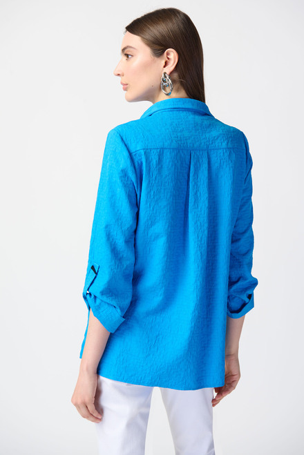 Pleated Longline Blouse Style 241183. French Blue. 2