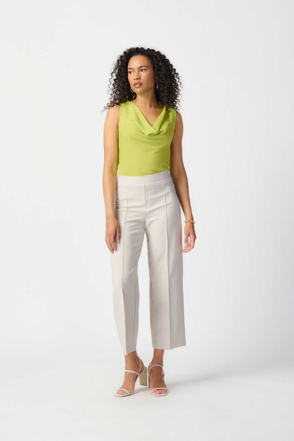 Seam Detail Cropped Pants Style 241185. Moonstone