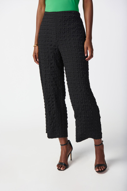 Textured & Checkered Wide Leg Pants Style 241187. Black