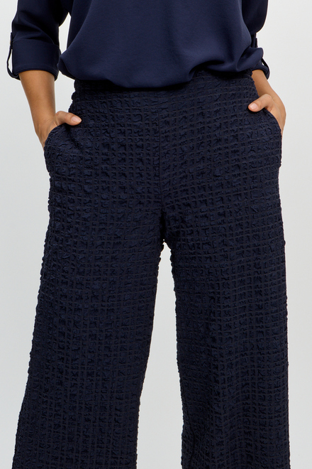 Textured &amp; Checkered Wide Leg Pants Style 241187. Midnight Blue. 2