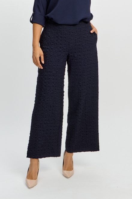 Textured &amp; Checkered Wide Leg Pants Style 241187. Midnight Blue. 4