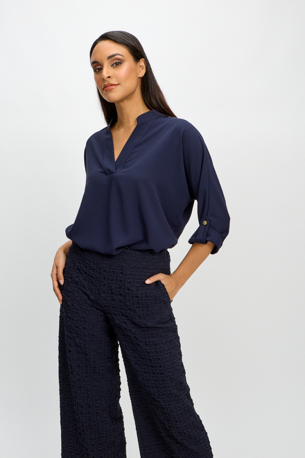 Textured &amp; Checkered Wide Leg Pants Style 241187. Midnight Blue. 5