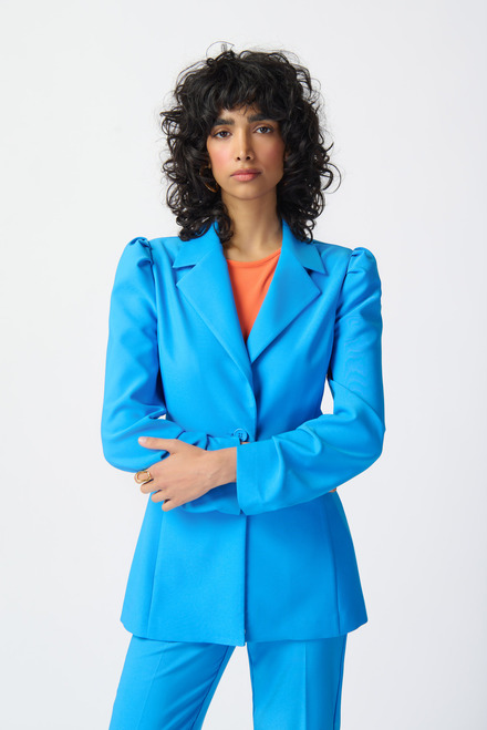 Pleated Shoulder Slim-Fit Blazer Style 241190. French Blue. 2