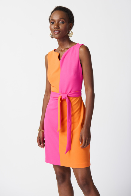 Colour-Blocked Belted Dress Style 241193. Ultra Pink/mandarin. 2