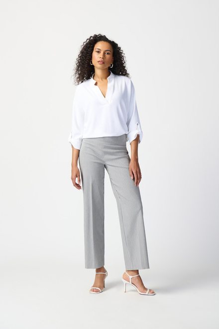 Pantalon large, rayures verticales mod&egrave;le 241197. Blanc/noir. 3