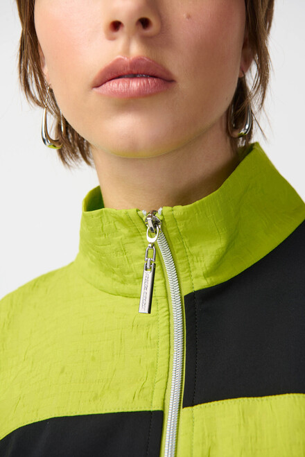 Colour-Blocked Zip Front Jacket Style 241198. Black/key Lime. 4
