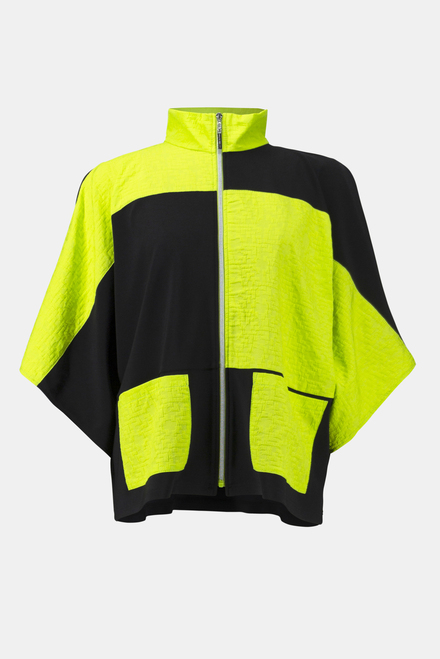 Colour-Blocked Zip Front Jacket Style 241198. Black/key Lime. 5