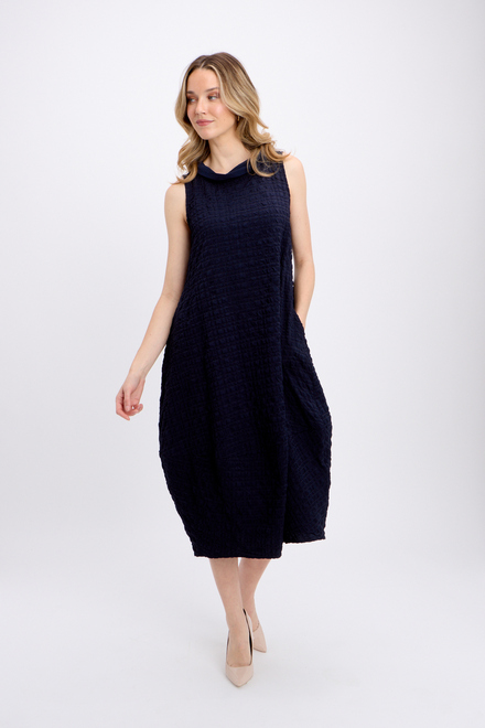 Textured &amp; Checkered Tank Dress Style 241204. Midnight Blue. 3