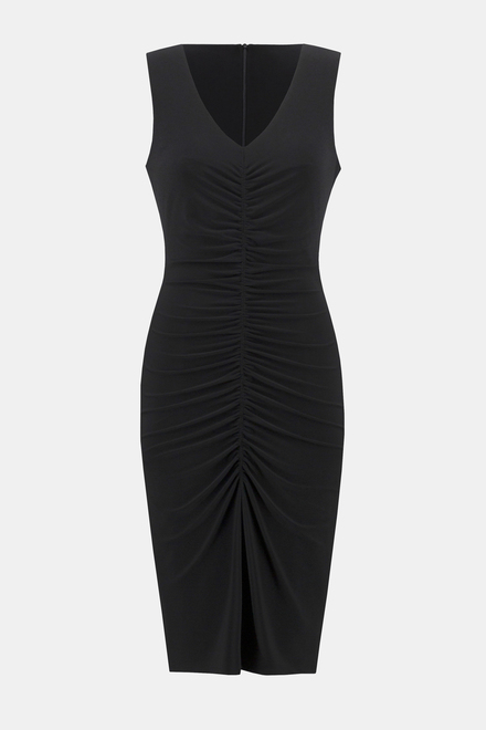 Pleated Front Midi Dress Style 241205. Black. 5