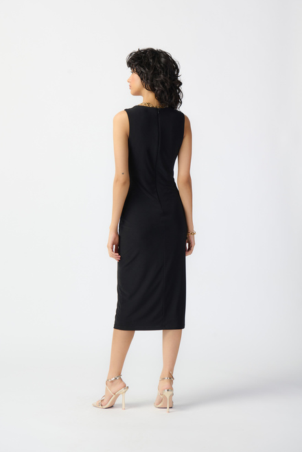 Pleated Front Midi Dress Style 241205. Black. 4