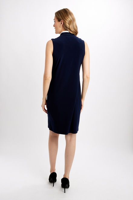 Two-Tone Zip Front Dress Style 241208. Midnight Blue/vanilla. 4