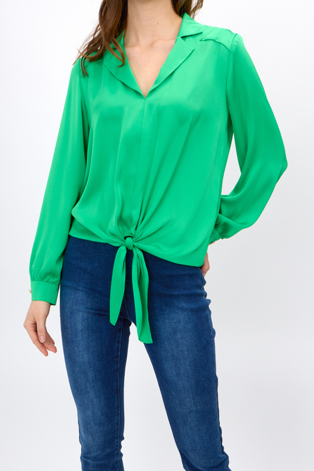 Tie-Detail Button Sleeve Blouse Style 241214. Island Green. 3