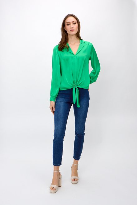 Tie-Detail Button Sleeve Blouse Style 241214. Island Green. 4