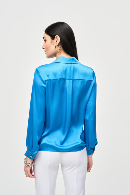 Tie-Detail Button Sleeve Blouse Style 241214. French Blue. 2