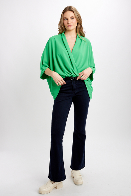 Oversized Wrap Front Blouse Style 241218. Island Green. 4