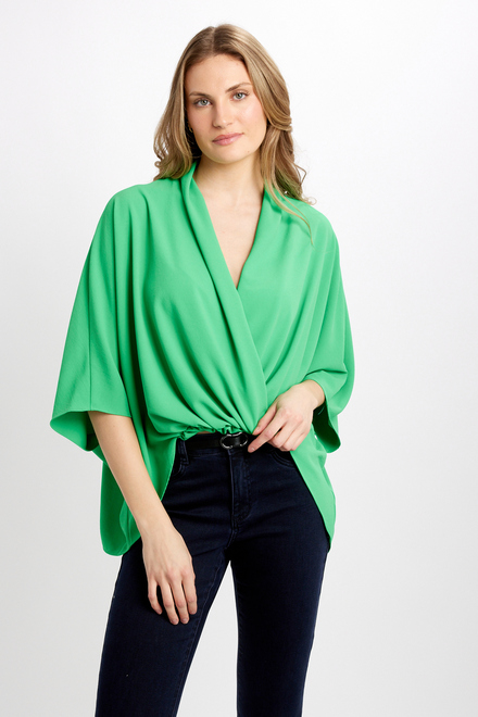 Oversized Wrap Front Blouse Style 241218. Island Green. 3