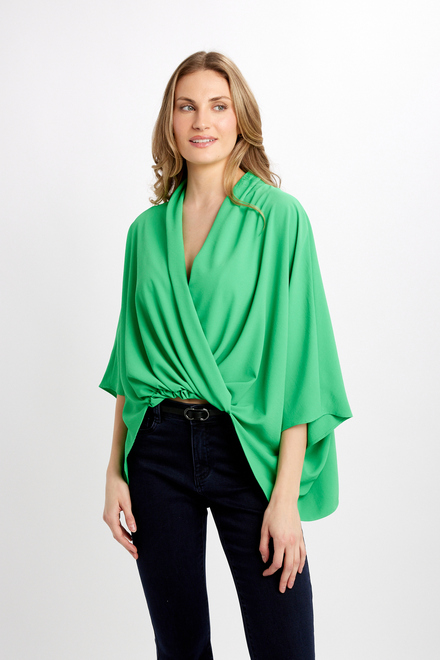 Oversized Wrap Front Blouse Style 241218. Island green