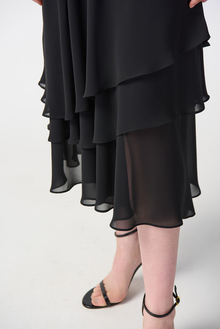Tiered Midi Skirt Style 241232. Black. 4
