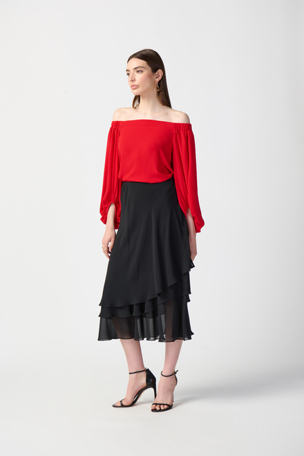 Tiered Midi Skirt Style 241232. Black