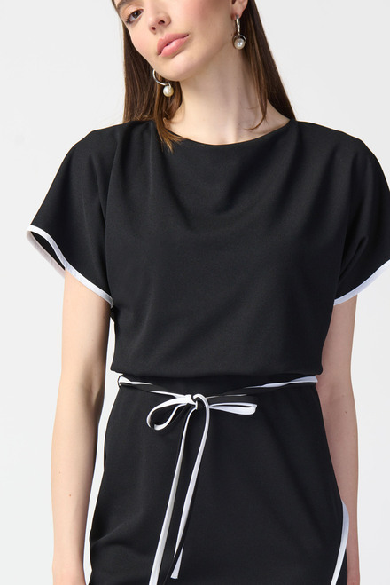 Two-Tone Slit Dress Style 241234. Black/off White. 2