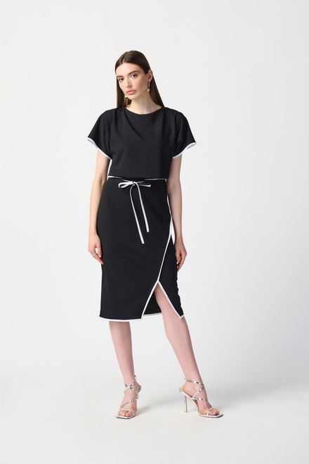 Two-Tone Slit Dress Style 241234. Black/off White. 3
