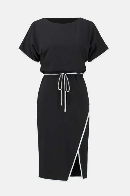 Two-Tone Slit Dress Style 241234. Black/off White. 5