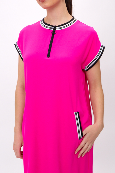Striped Trim Dress Style 241235. Ultra Pink. 3