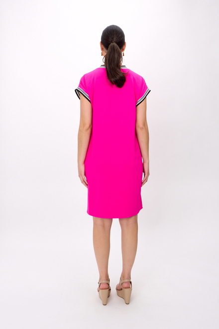 Striped Trim Dress Style 241235. Ultra Pink. 2
