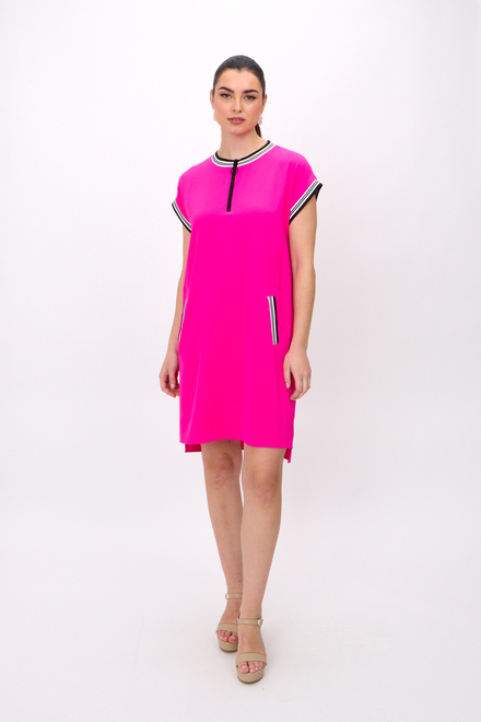 Striped Trim Dress Style 241235. Ultra Pink. 5