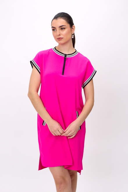 Robe t-shirt, bordures ray&eacute;es mod&egrave;le 241235. Ultra Pink. 4
