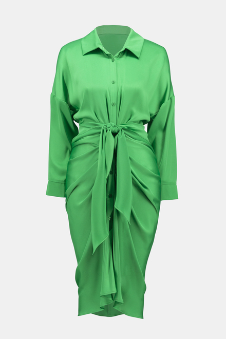 Tie-Front Satin blouse dress Style 241236. Island Green. 6
