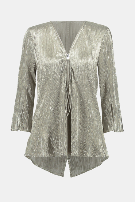 Shiny Texture Zip Front Tunic Style 241237. Champagne/gold. 5